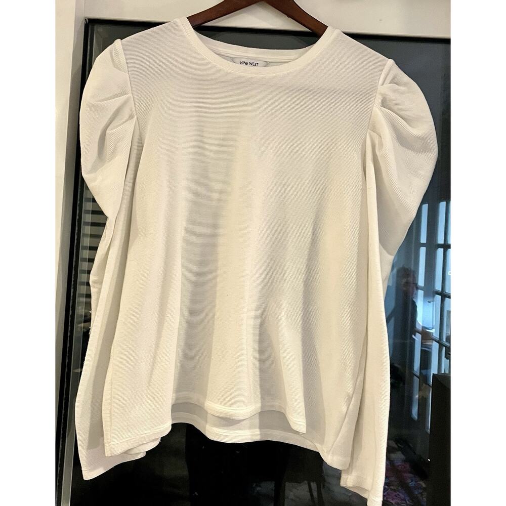 Nine West white long -sleeved top with puff sleeves XL